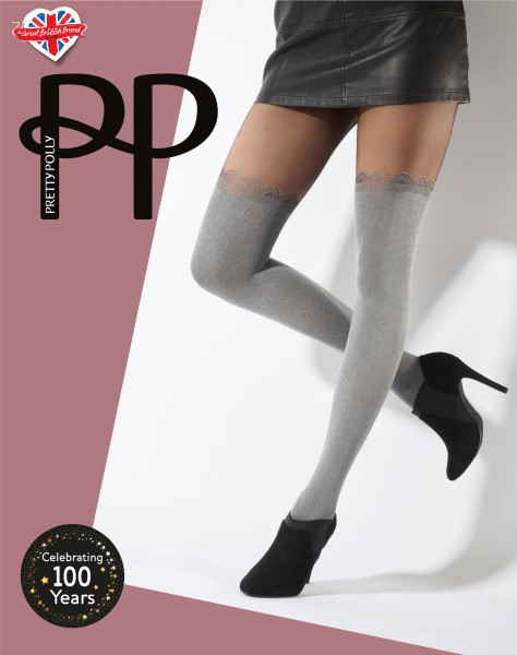 Weiche Überkniestrümpfe und Feinstrumpfhose in Einem Soft Grey von Pretty Polly