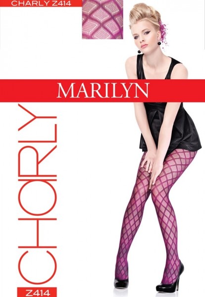 Marilyn Extravagante Strumpfhosen mit elegantem Rautenmuster und Netzstruktur Charly 40 DEN
