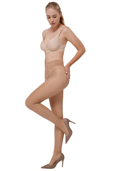 Glatte Feinstrumpfhose mit elegantem Spitzenbund Sensual 30 von Annes