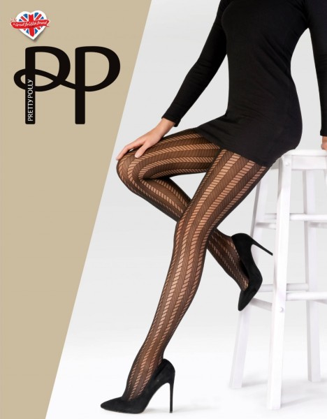 Feinstrumpfhose mit Zickzack-Design und vertikalen Streifen von Pretty Polly